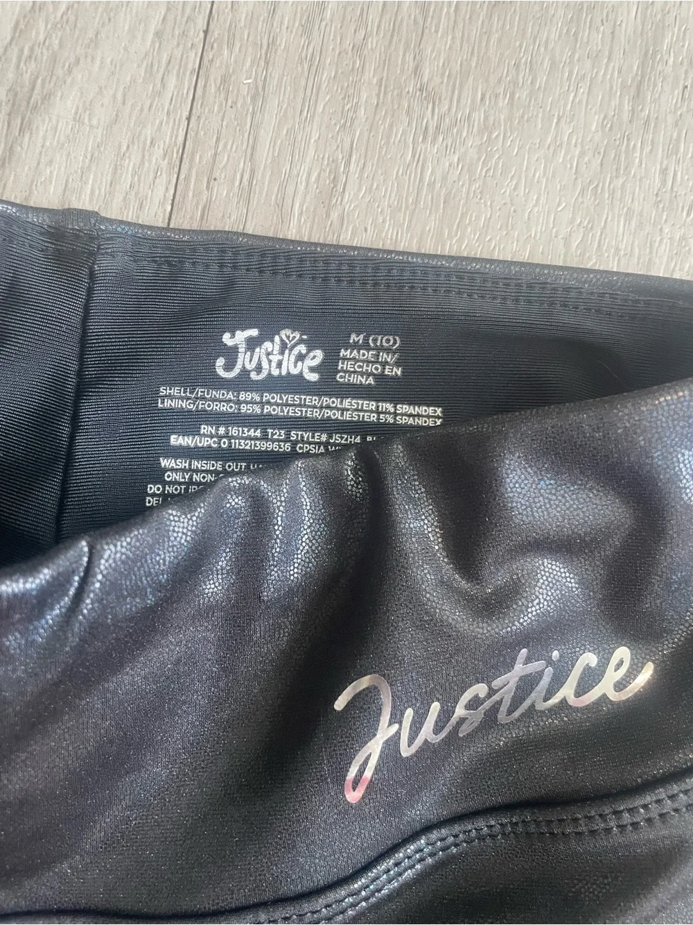 Justice Black Shimmery Active Shorts